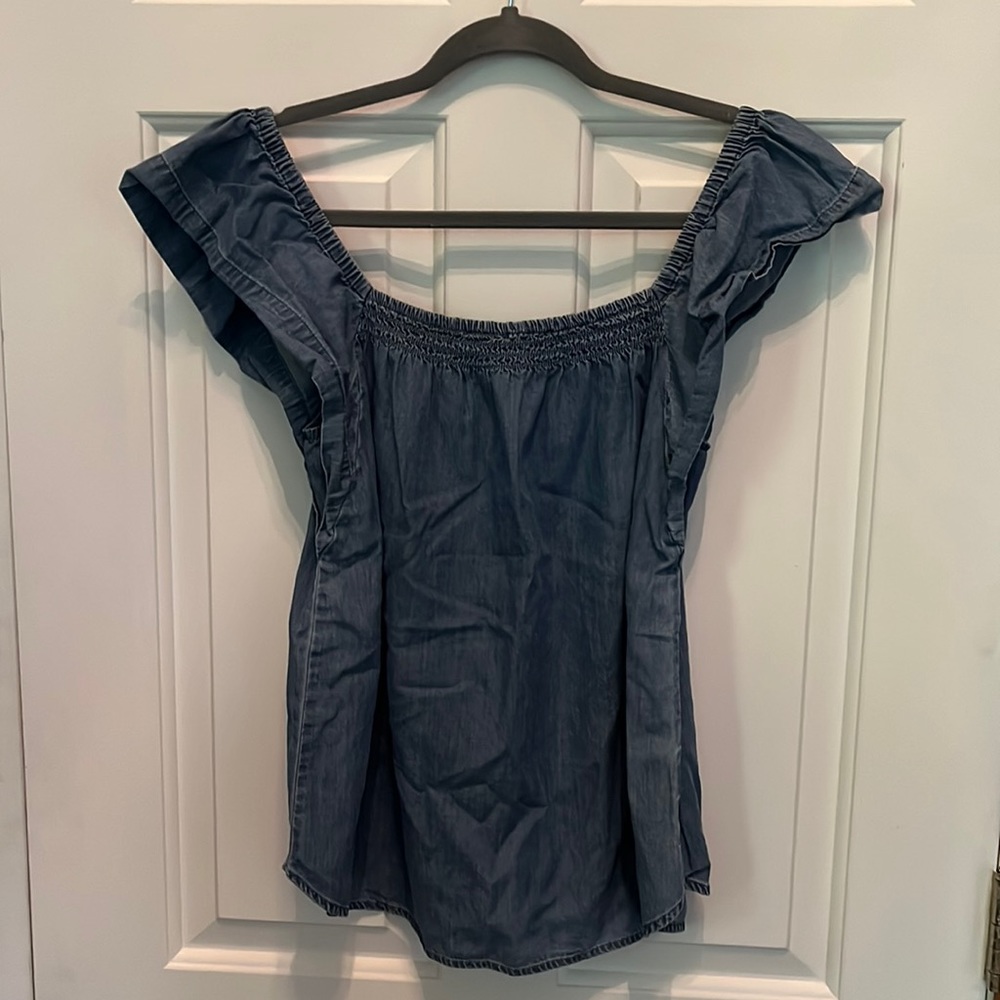 Express off the shoulder chambray top